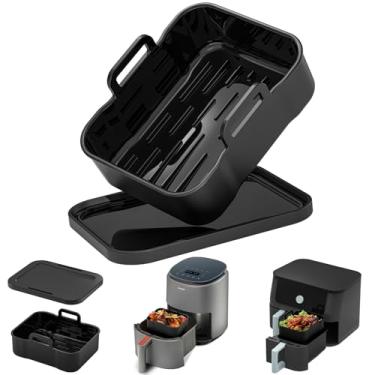 Imagem de Forros de silicone portáteis para fritadeira a ar com tampa para fritadeira a ar dupla de 6-8 litros e Ninja DZ201 DZ401 DZ550 DZ302, 1 peça