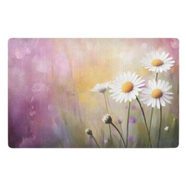 Imagem de Joisal Tapete de boas-vindas Spring Daisy para ambientes internos, tapetes de entrada internos duráveis para casa 81 x 50 cm