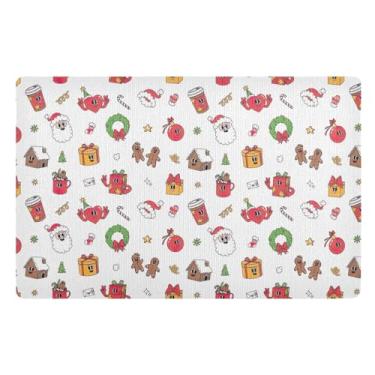 Imagem de Joisal Merry Christmas Capacho engraçado com desenho animado resistente à sujeira, tapete de área pequena, decoração de porta da frente, entrada externa