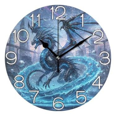 Imagem de GAIGEO Relógio de parede analógico decorativo operado por bateria relógio de cozinha rústico, decoração de parede vintage sala de estar relógio branco número com Kedu, 25 cm, ponteiros pretos