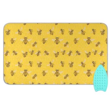 Imagem de Tatenale Tapete de engomar Yellow Bees Honey 01 para mesa portátil para lavadora, secadora, bancada e viagem