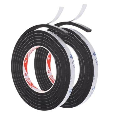 Imagem de Fita de espuma de vedação de 2 m, pacote com 2 unidades de 1 cm de largura e 5 mm de espessura, tira de vedação de porta para isolamento de porta de janela, preta