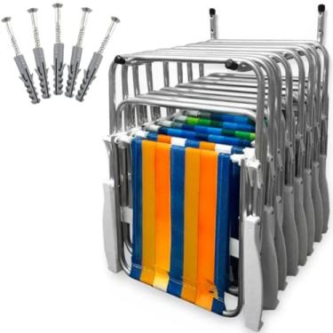 Imagem de Suporte de Cadeira de Praia para Parede – Organizador de 7 Cadeiras Armazenamento Prático e Durável (GRANDE 25X55 CM)