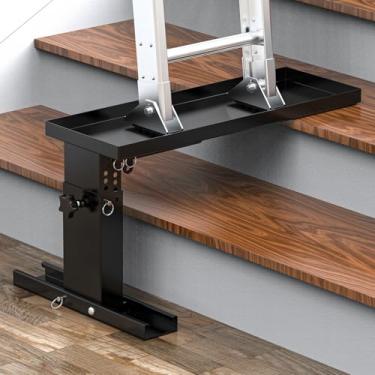 Imagem de Nivelador de escada dobrável para escadas, plataforma de escada ajustável de 26 a 41,8 cm A e 34 a 49 cm de largura, extensor de escada para escadas com almofadas antiderrapantes, adequado para