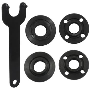 Imagem de Seimneire 5 peças de chave inglesa de rebarbadora, porca de trava de metal flange 5/8-11 compatível com moedores Dewalt, Milwaukee, Makita de 11,4 cm/12,7 cm (preto)