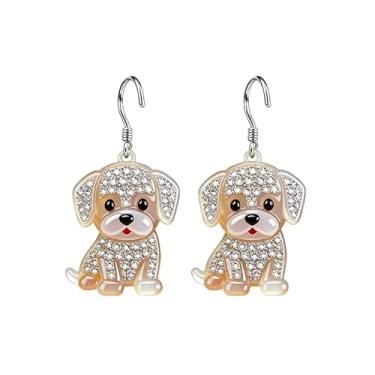 Imagem de OSCCI Adoráveis brincos de acrílico para filhotes de cachorro – Ganchos de liga durável, com tema de animal de estimação fofos, ótimos para roupas casuais e de festa, Acrílico, Sem pedra preciosa