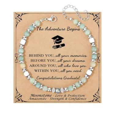 Imagem de Pulseira de contas para mulheres Amazonita Pedra da Lua, Presentes para Irmãs, Presentes para Mãe, Filha, Esposa, Amiga, Neta, One Size, Aço inoxidável, Sem Pedra Preciosa