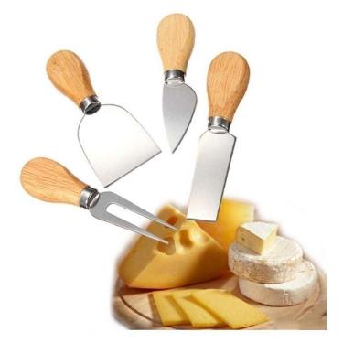 Imagem de Kit 4 Utensílios Jogo Frios Queijo Faca Espátula Garfo