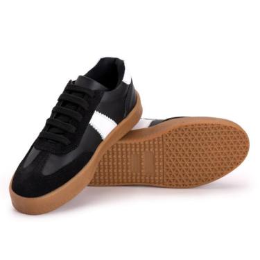 Imagem de tenis feminino casual trabalho festa passeio couro camurça com cadarço