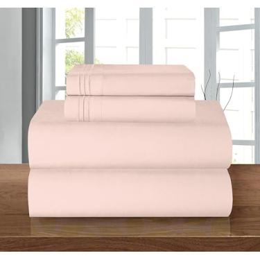 Imagem de Elegant Comfort Jogo de lençol luxuoso 1500 de microfibra de qualidade premium de hotel com 4 peças – resistente a rugas, lençol com elástico completo, bolso profundo de até 40,6 cm, King, blush