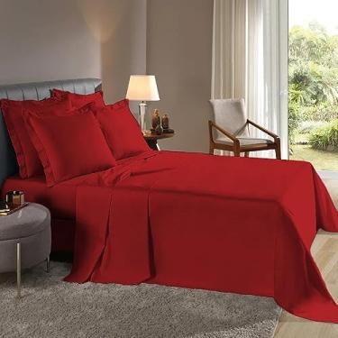 Imagem de Jogo de Lençol Casal 3 Pçs Fronhas c/Abas Percal Flex 400 Fios Toque Acetinado (Vermelho)