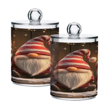 Imagem de xigua Pacote com 2 lindos suportes de Natal para bolas de algodão, cotonete – Frasco de plástico de boticário de armazenamento versátil transparente de 400 ml para banheiro e organização de