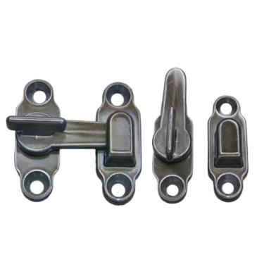 Imagem de Kit 2 Tranquetas Fecho Trinco Comum de Metal - Para Portas e Janelas, Durável e Prático para Residência e Comércio (Fumê)