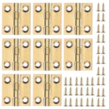 Imagem de Dobradiças pequenas para caixa de madeira, 8 peças, dobradiças de latão de qualidade, mini dobradiça dourada dobrável de 2,5 cm para artesanato com parafusos de montagem para gaveta, porta, armário