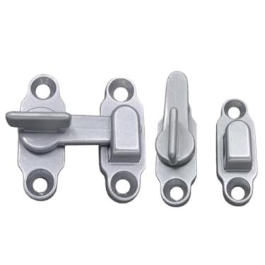 Imagem de Kit 2 Tranquetas Fecho Trinco Comum de Metal - Para Portas e Janelas, Durável e Prático para Residência e Comércio (Cinza)