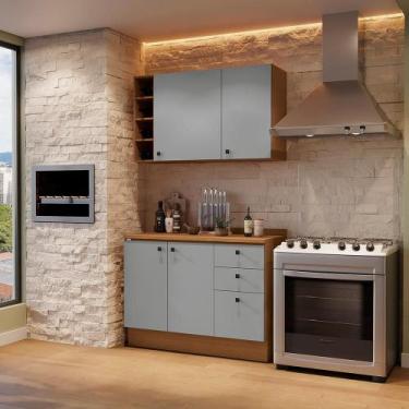 Imagem de Armário de Cozinha Compacta Garrafeiro 120cm Canela/Cinza Sagrado Pixe