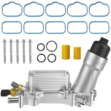 Imagem de Adaptador de alumínio do filtro do refrigerador de óleo do motor para Dodge Avenger Challenger Charger Durango Grand Caravan Journey, Jeep Grand Cherokee Wrangler JK, Chrysler 200 300 Town Country