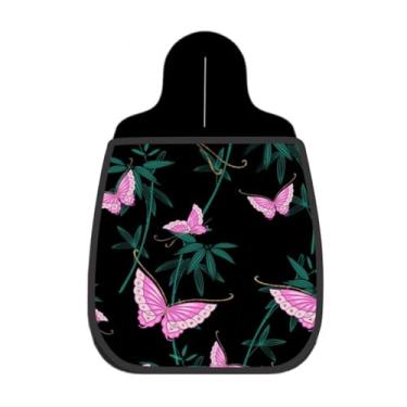 Imagem de Lixeira De Carro Organizador Lixinhocar Borboletas Rosa Bambu Fundo Preto