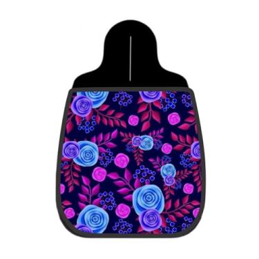 Imagem de Lixeira De Carro Organizador Lixinhocar Rosas Azuis e Folhas 1