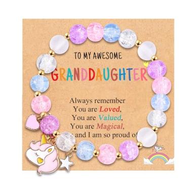 Imagem de Leyung Presentes para filha, neta, sobrinha, pulseiras de contas, enfeites de Natal para crianças, cesta de Páscoa, formatura, dia dos namorados, presentes de aniversário com cartão, liga metálica