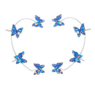 Imagem de 1 par de brincos de borboleta com glitter, zircônia, cryswtal, sem piercing, clipe de orelha ajustável, para mulheres e meninas, Acrílico Zircônia cúbica, Cobre