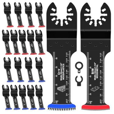 Imagem de 20/30 peças de lâmina oscilante universal, kit de lâminas de serra multiferramenta com borda curva bimetálica e dentes japoneses, lâminas de liberação rápida de baixa vibração para pregos de plástico