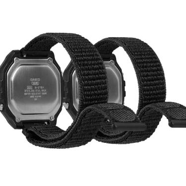 Imagem de TOCCOOL Pulseira de relógio de nylon de 18 mm para adultos, pacote com 2 pulseiras esportivas de gancho e laço compatíveis com Casio AE-1200, F-91W, A-168, W-218H, W-800H, MRW-200H, ajuste ajustável