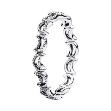 Imagem de Anel Em Forma De Coração Rosa 925 Prata Com Laço De Concha E Zircônia 