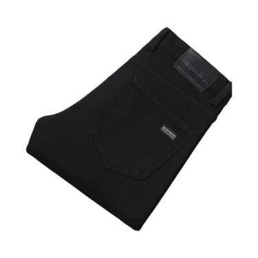 Imagem de Calças Jeans Casuais Masculinas Clássicas Em Denim Azul E Preto, Estil