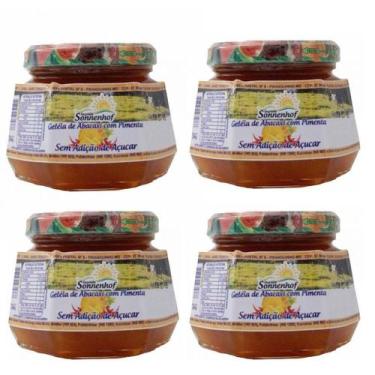 Imagem de Kit com 4 Potes de Geleia Diet De Abacaxi Com Pimenta 270g Fazenda Son