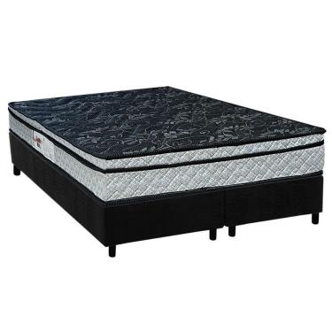 Imagem de Conjunto Box Queen: Colchão Espuma Paropas D28 Conforto Firme + Base Crc Suede Black (158x198)