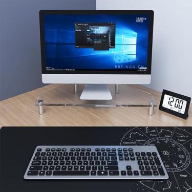 Imagem de Suporte para monitor de canto de canto transparente para monitor de PC, suporte de laptop para organizador de mesa de escritório, elevador de tela de computador ergonômico com almofadas