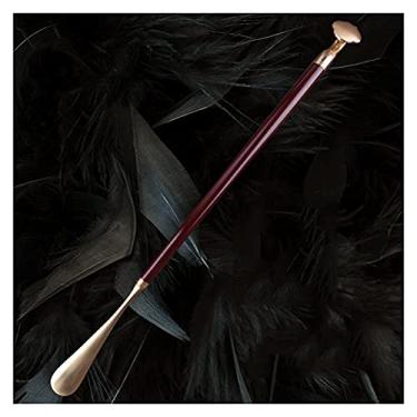 Imagem de HHHJQFAAT Sapato premium de cabo longo ?Lifter Shoe Horn Removível Shoehorn Cabo de madeira Metal Shoe Horn Cabo Longo para Botas Tênis Sapatos de Viagem (Cor: Cabeça de cavalo de latão) (Golden Ruyi)