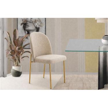 Imagem de Cadeira Jantar Cecilia Pé Metal Dourado Reforçada Linho - Straso, Base