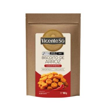Imagem de Biscoito de Arroz Vicente Só Sabor Pimenta 100g Snack Crocante Saudáve