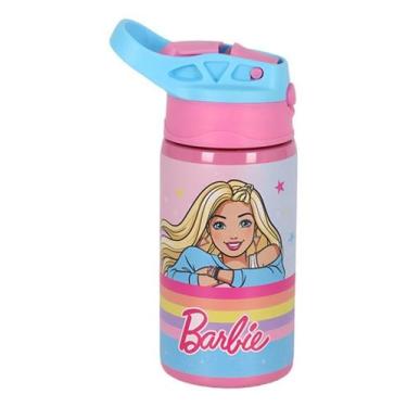 Imagem de Garrafa Infantil Meninas Barbie Aço Inox 500Ml - Azul - Luxcel