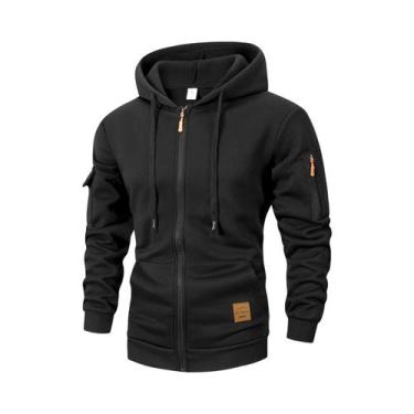 Imagem de Moletom Masculino Slim Fit Com Capuz, Manga Longa, Jaqueta Com Zíper, 