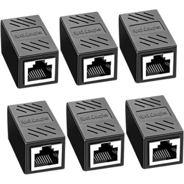 Imagem de Extensor Ethernet de acoplador RJ45 para Cat8 Cat7 Cat6 Cat5e Cat5 adaptador de cabo fêmea para fêmea preto pacote com 12