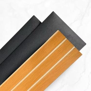 Imagem de Kit Cabeceira Modular Estofada com Painel Ripado em MDF para Cama Box Casal Queen King (11,Chumbo e Freijó)