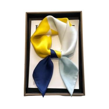 Imagem de Lenço De Seda De 70cm Para Mulheres, Lenço De Cetim Da Moda, Laços De 