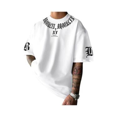 Imagem de Camiseta Masculina Casual Esportiva Respirável Com Estampa 3D De Letra