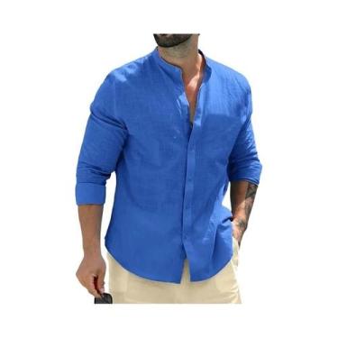 Imagem de Camisa Masculina De Algodão De Manga Comprida Para Outono, Respirável,