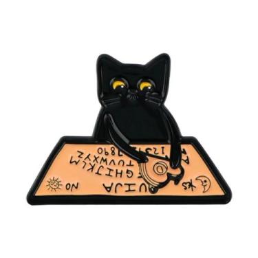 Imagem de Broches De Esmalte De Gatos Pretos Em Estilo Cartoon Anime Para Roupas