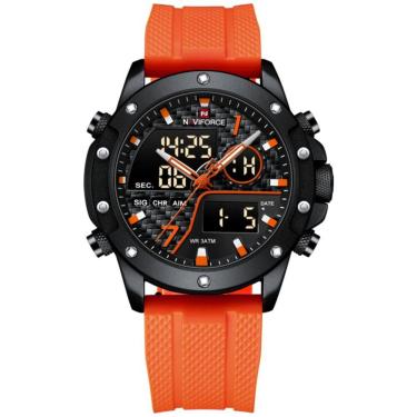 Imagem de Relógio Digital Led Impermeável Masculino Multifuncional Esportivo Laranja