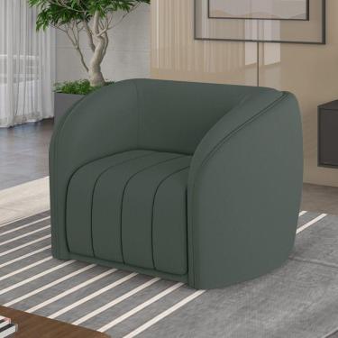 Imagem de Poltrona Decorativa Sala De Estar Adam Veludo Cinza G45 - Gran Belo