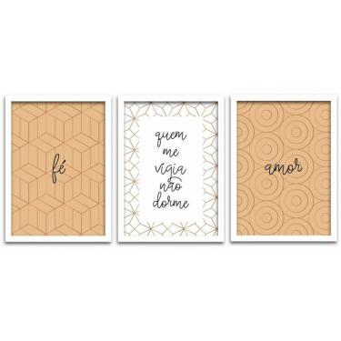 Imagem de Conjunto Quadros Decorativos 3 peças MDF 20x30 Fé e Amor