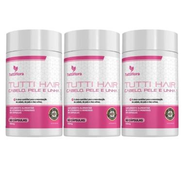 Imagem de Kit 3x Tutti Hair, Cabelos e Unhas 60 Cápsulas Tuttiflora-Unissex