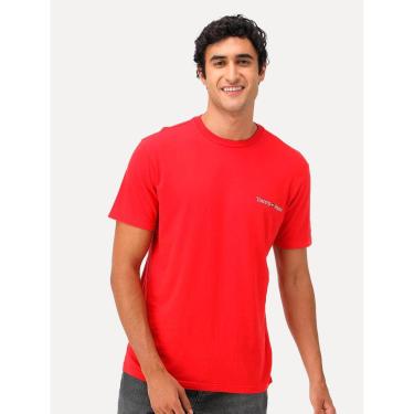 Imagem de Camiseta Tommy Jeans Masculina Classic Linear Chest Vermelha-Masculino