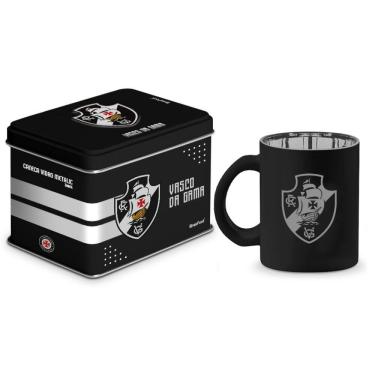 Imagem de Caneca de Vidro Diamond Metalic Lata - Vasco - 300ml - Brasfoot 
