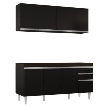 Imagem de Armário Aéreo Nevada E Balcão Para Pia 160cm Arkansas Preto - Lumil Móveis